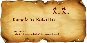 Korpás Katalin névjegykártya